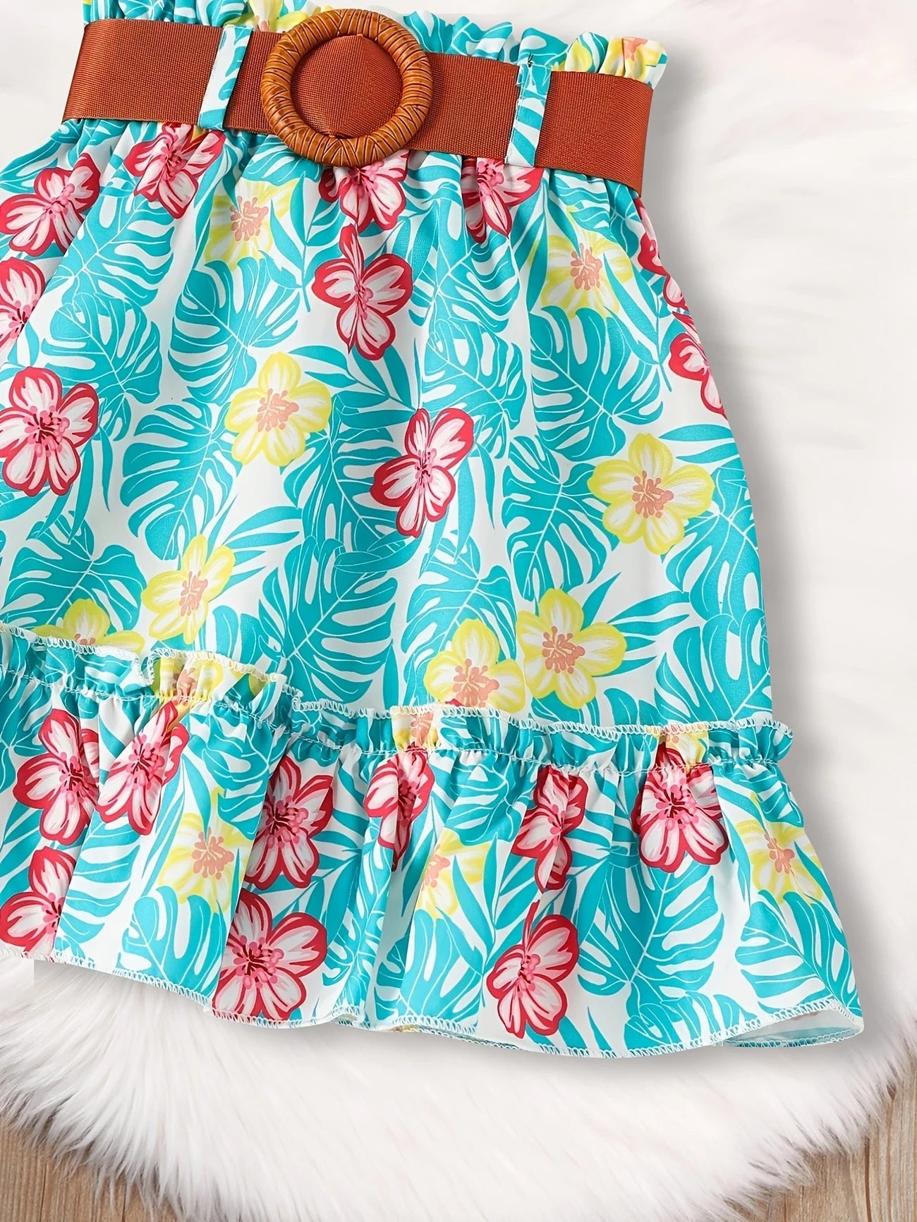 Ensemble Jupe ceinture marron inclus (5 Ans Uniquement)