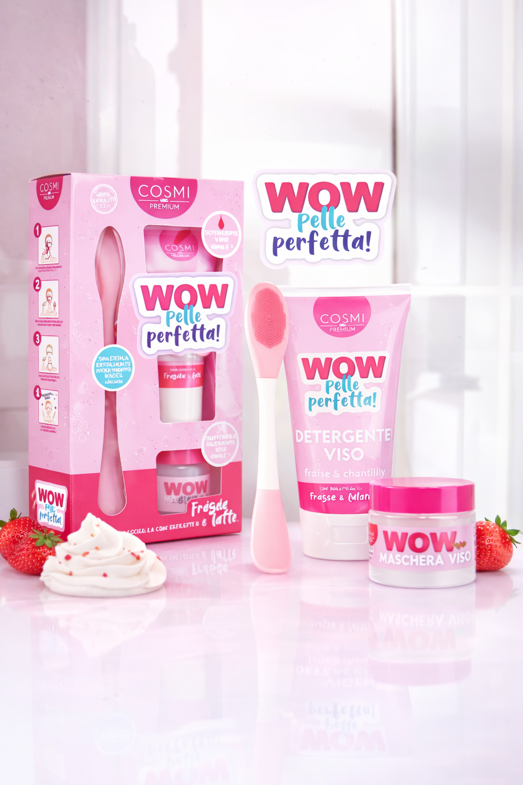Coffret 3 Pièces Skin Care Fraise Chantilly - Soin Visage Complet COSMI