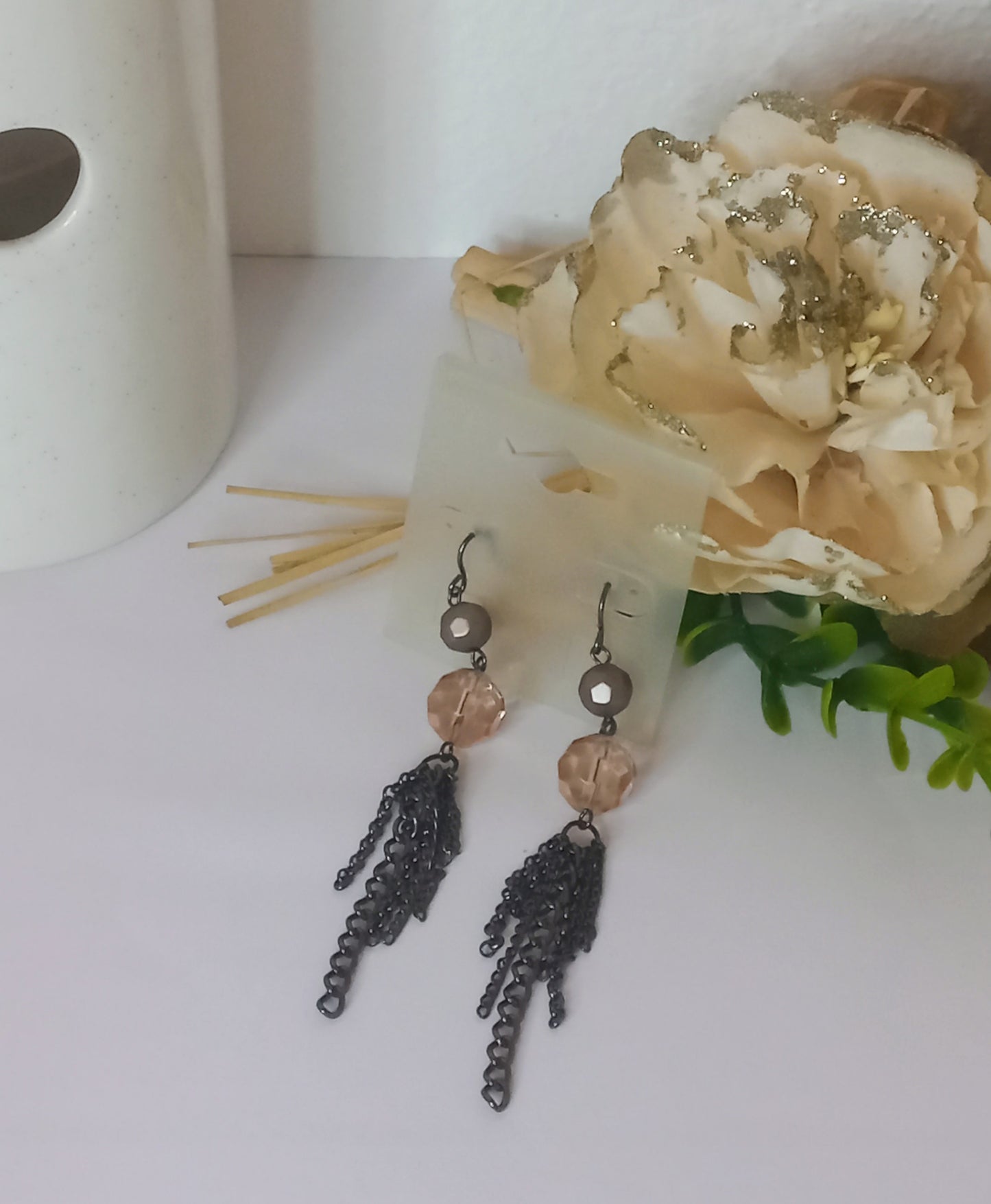 Boucle d'oreille pendante marron (Fantaisie) BO19024