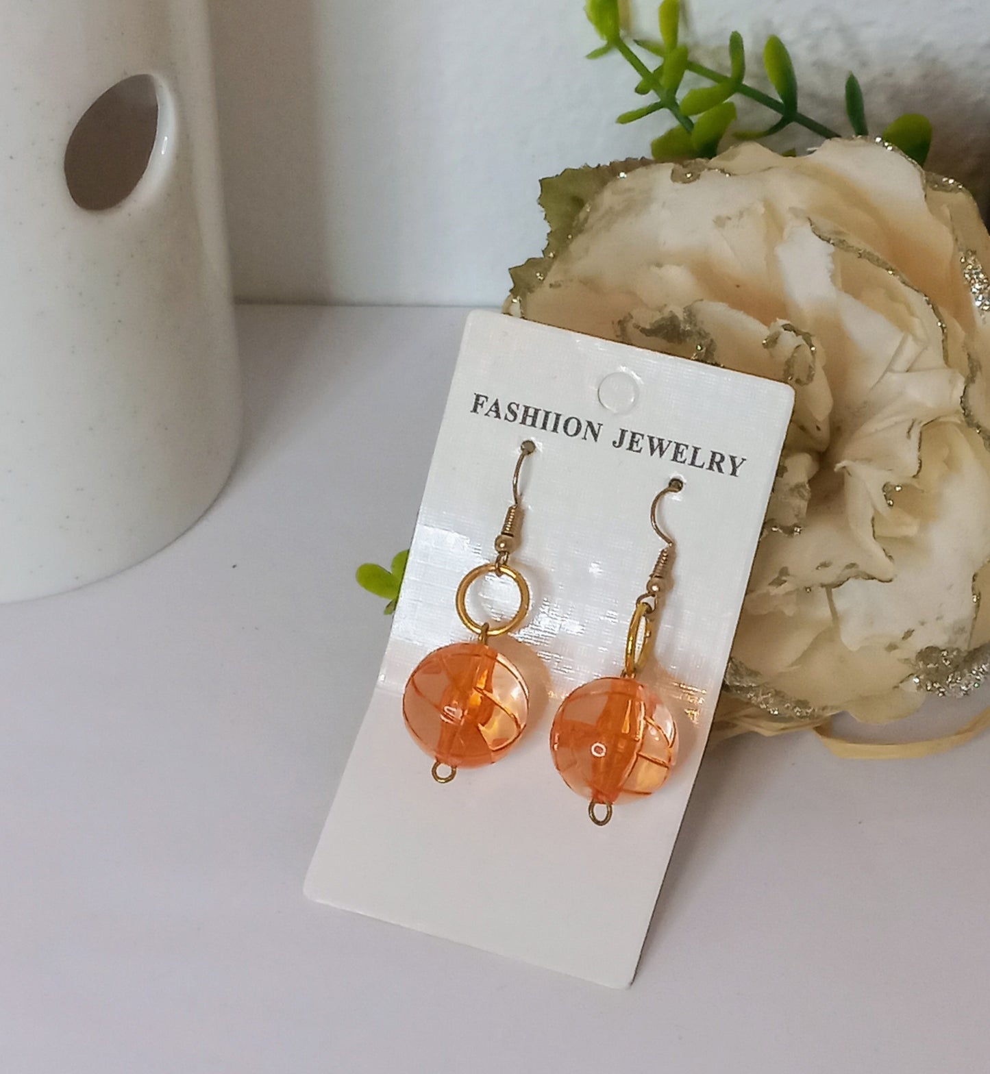 Boucle d'oreille orange (Fantaisie) BO19424