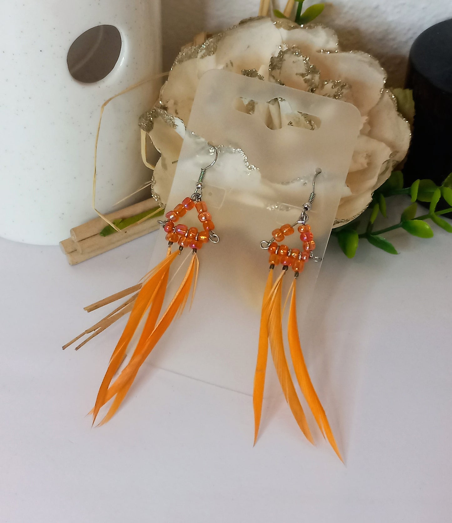 Boucle D'oreille orange (Fantaisie) BO20624