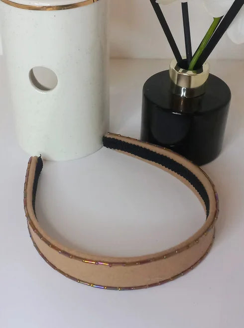 Serre tête marron a perle (S0924)