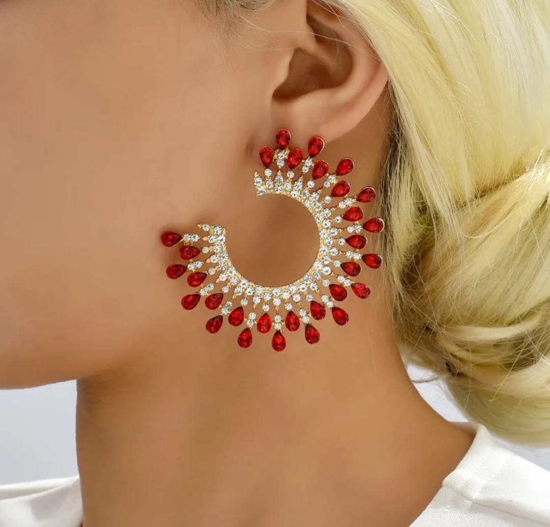 Boucle d'oreille Pierre Rouge (Fantaisie) BO15824