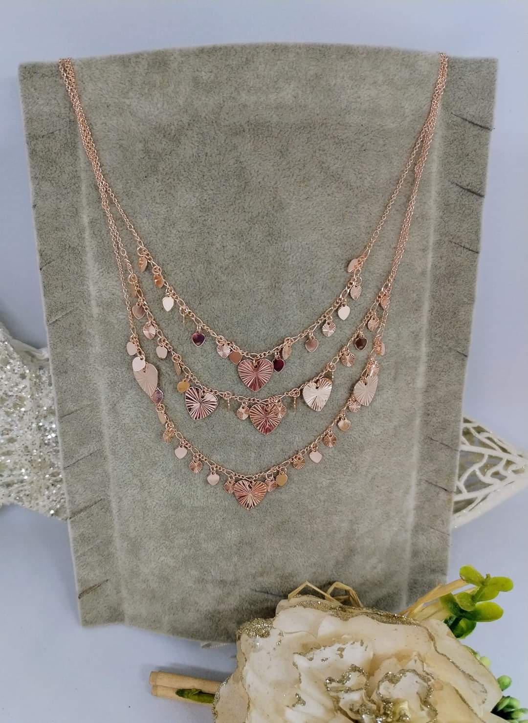 Collier réglable triple coeur or (fantaisie) C3025