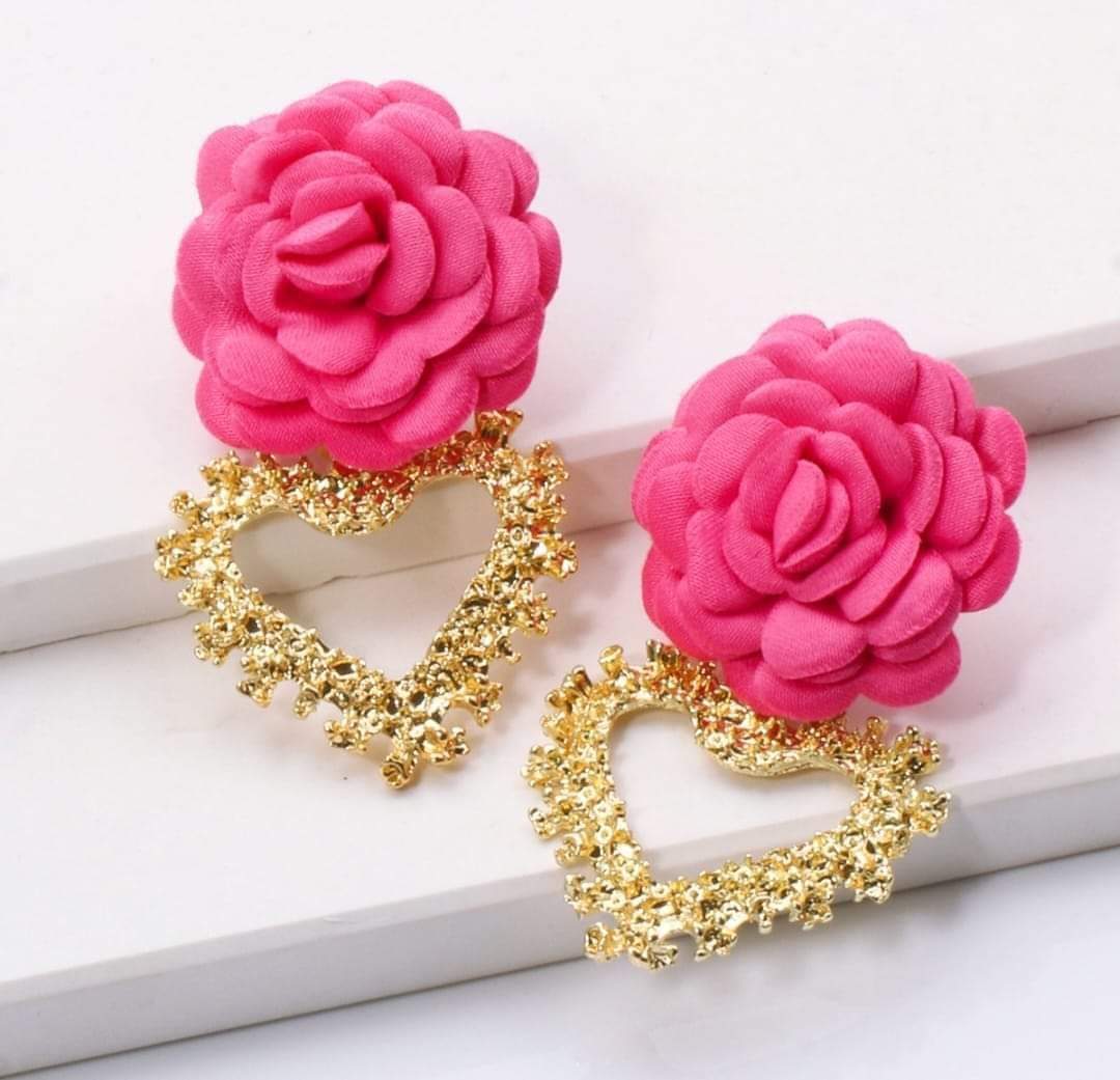 Boucle d'oreille fleur rose (fantaisie) BO14624