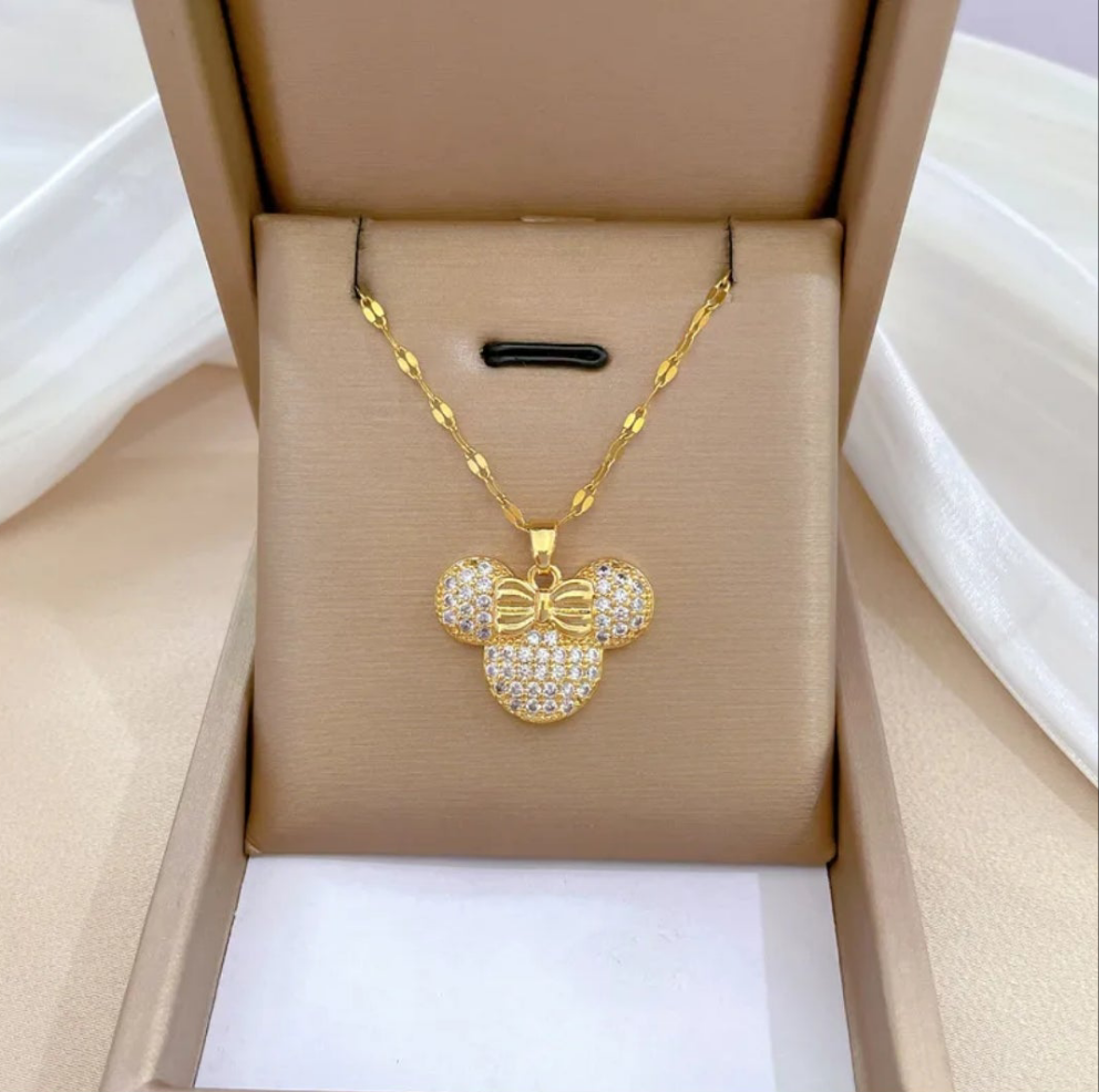 Collier mickey strass et or (Acier)