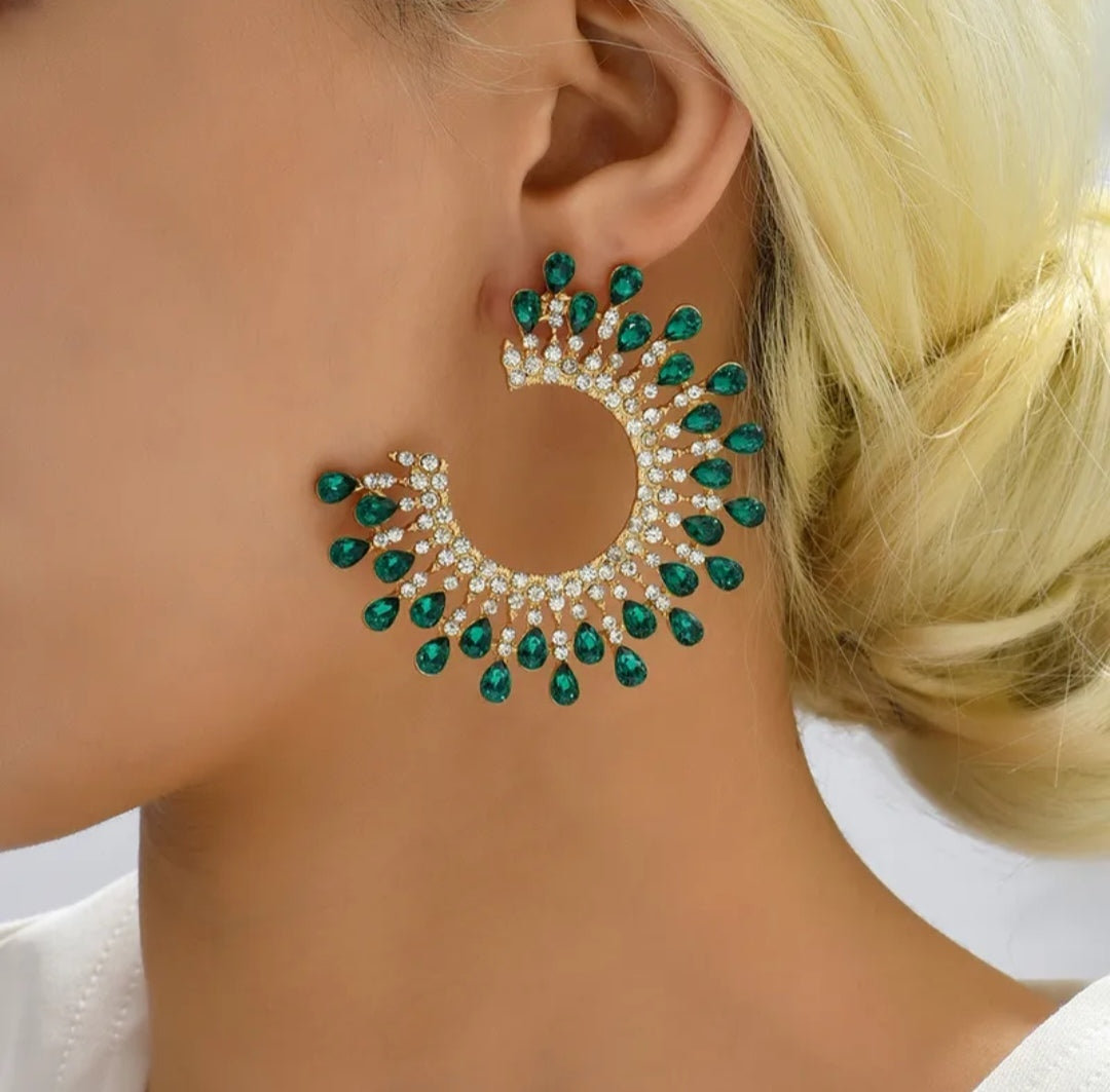 Boucle d'oreille pierre verte (Fantaisie) BO14824