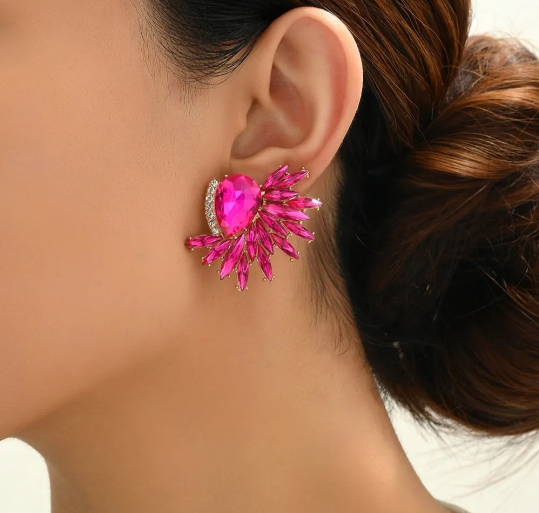 Boucle d'oreille pierre rose (Fantaisie) BO16924
