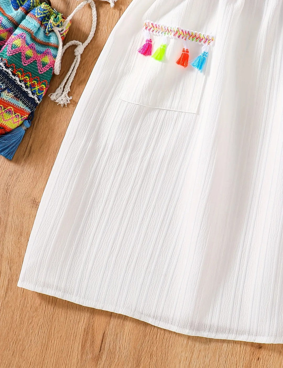 Robe fille blanche multicolore