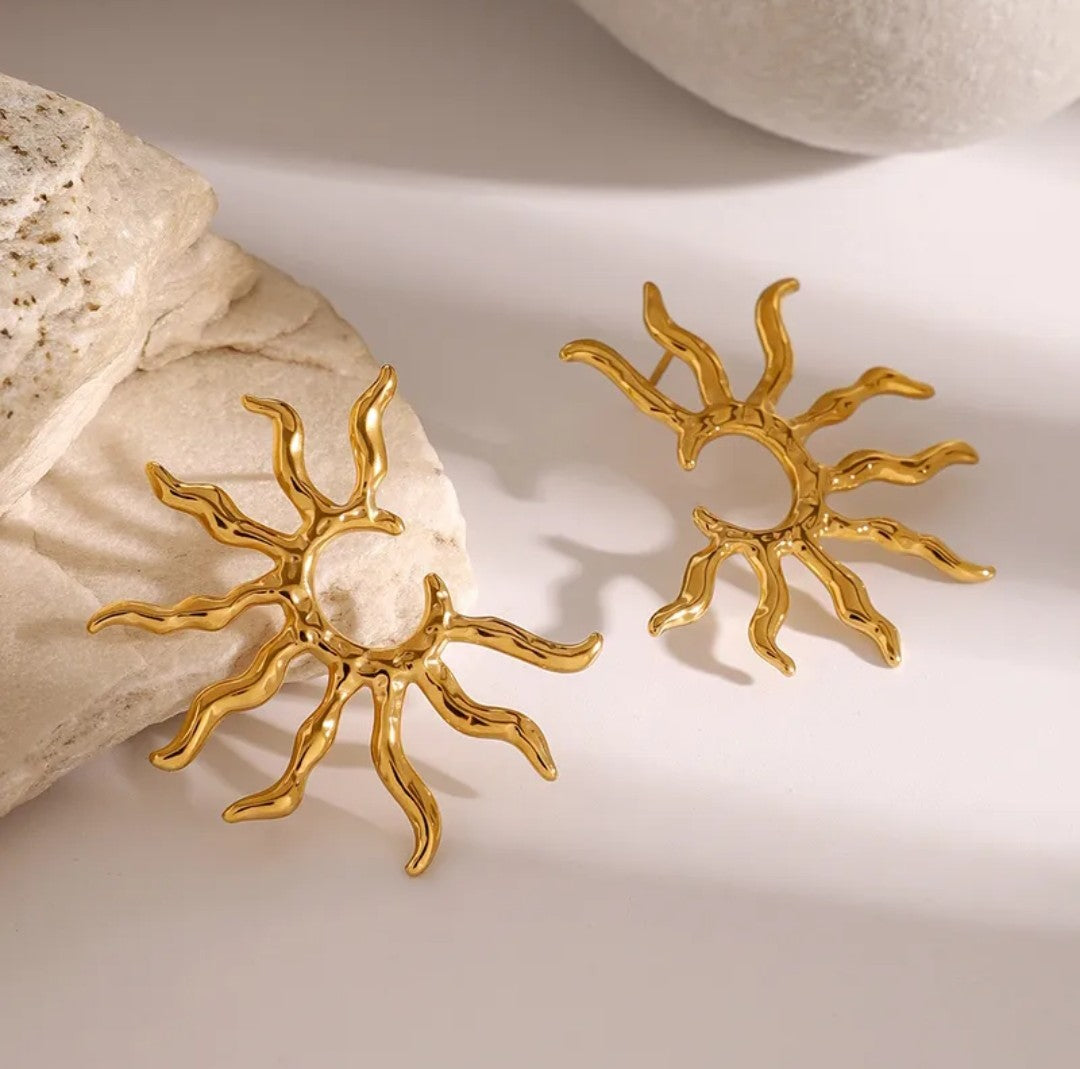 Boucle d'oreille or soleil (Acier)