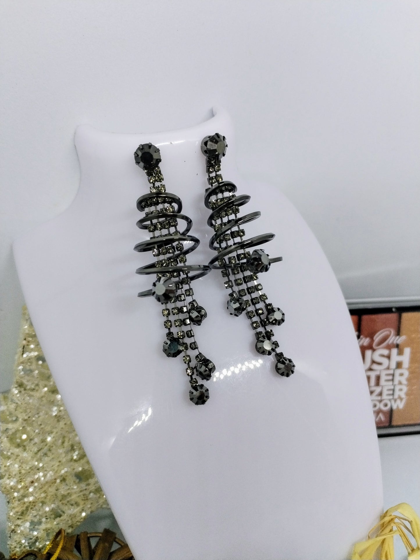 Boucle d'oreille pierre noir (Fantaisie) BO21024