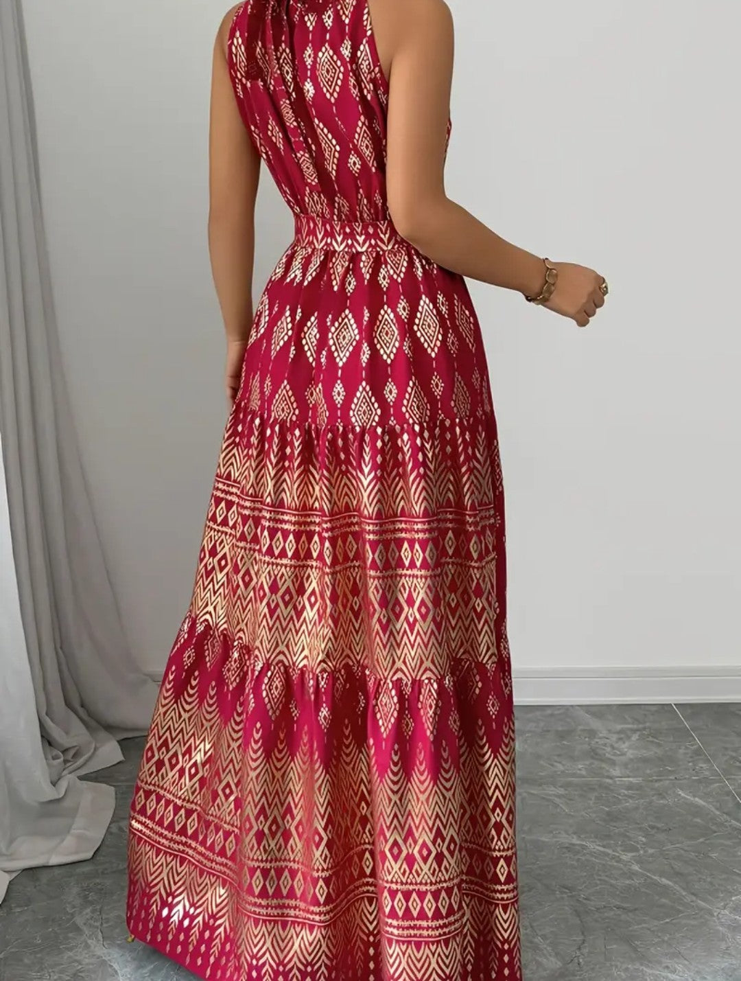 Robe Longue bourgogne or brillant