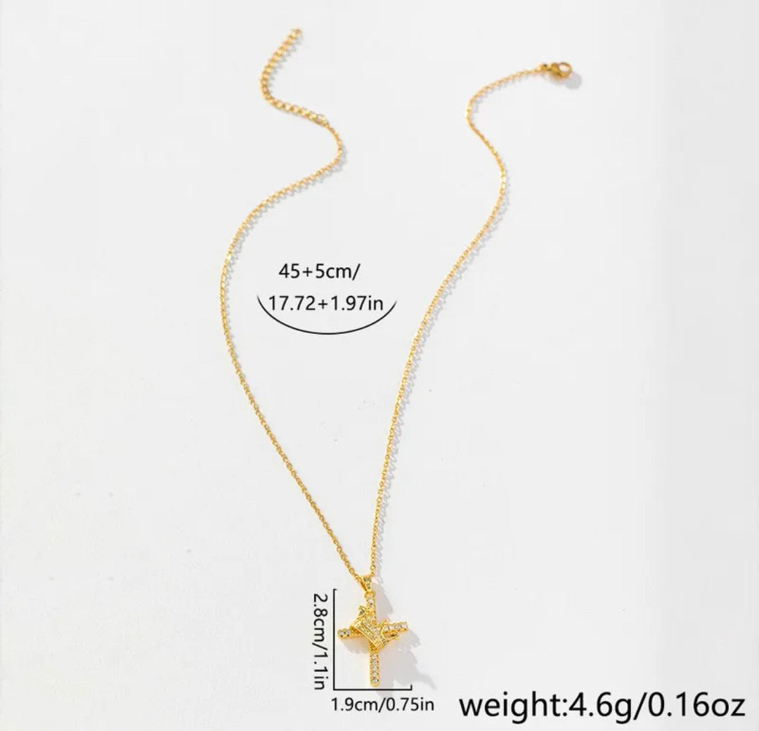 Collier Croix or (Acier)