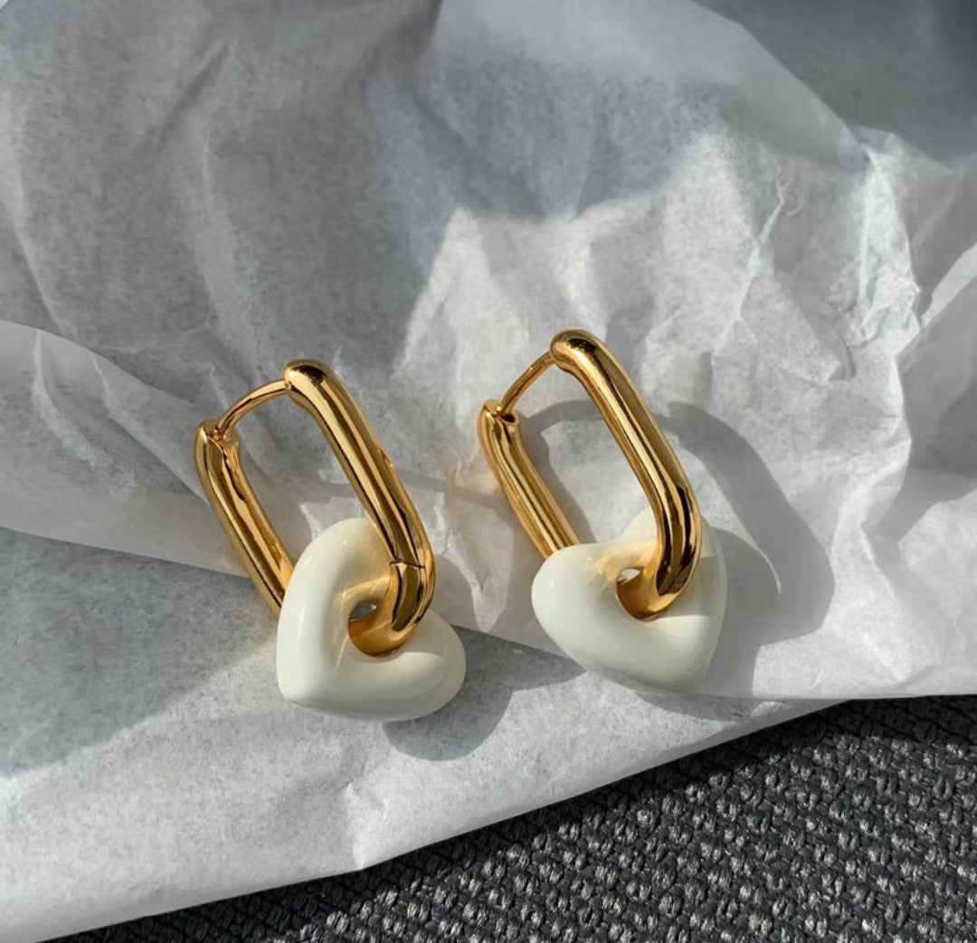 Boucle d'oreille or et blanche (Acier)