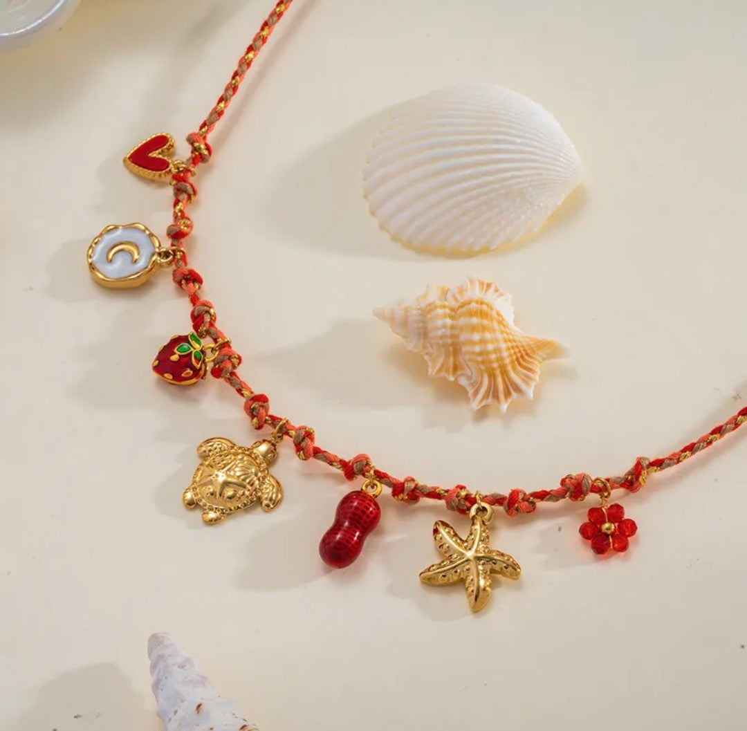 Collier breloque rouge (Acier)