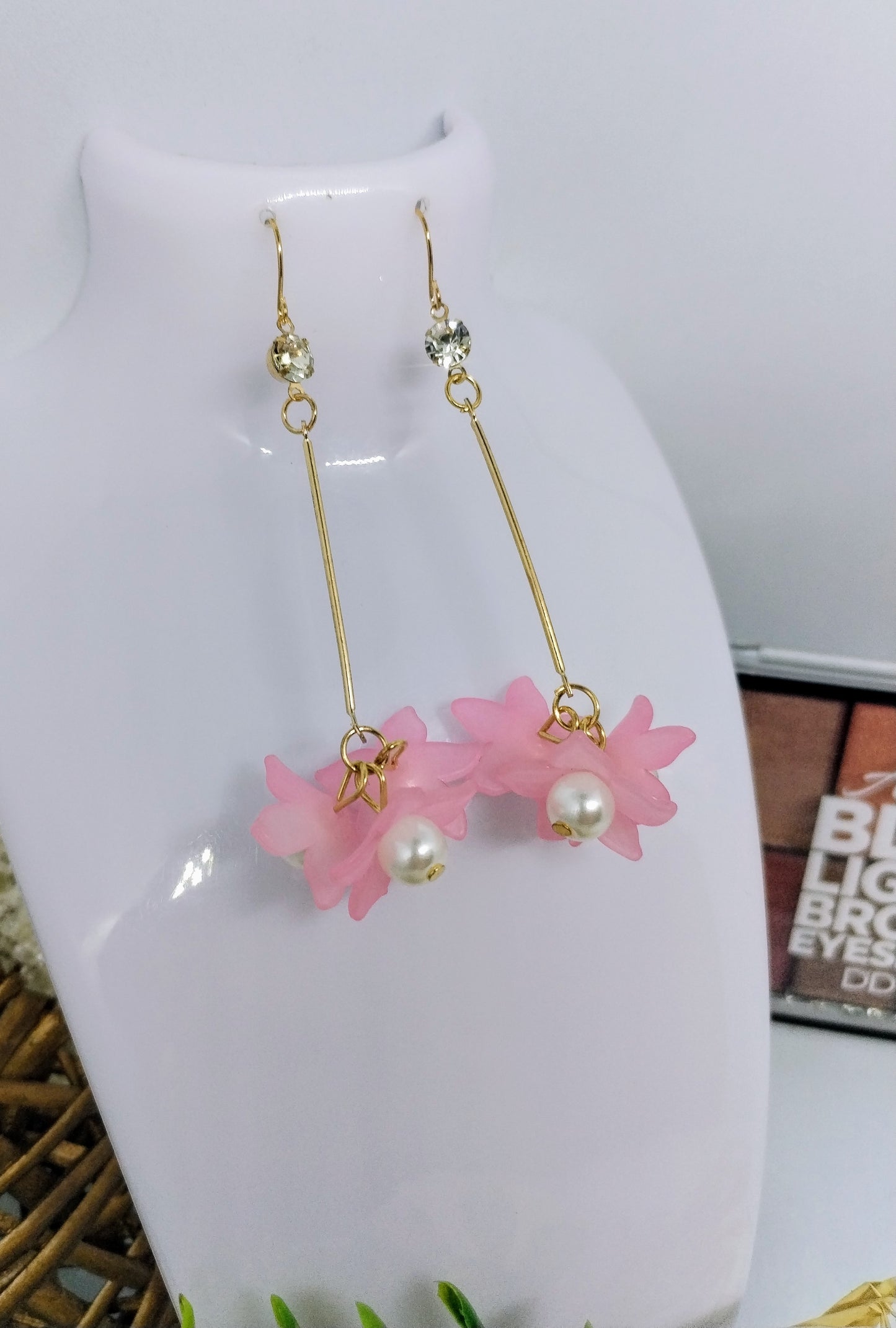 Boucle d'oreille fleur rose (fantaisie) BO16724