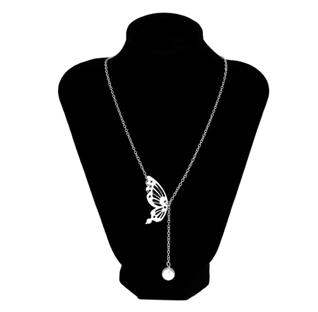 Sautoir Papillon Argent (Acier)