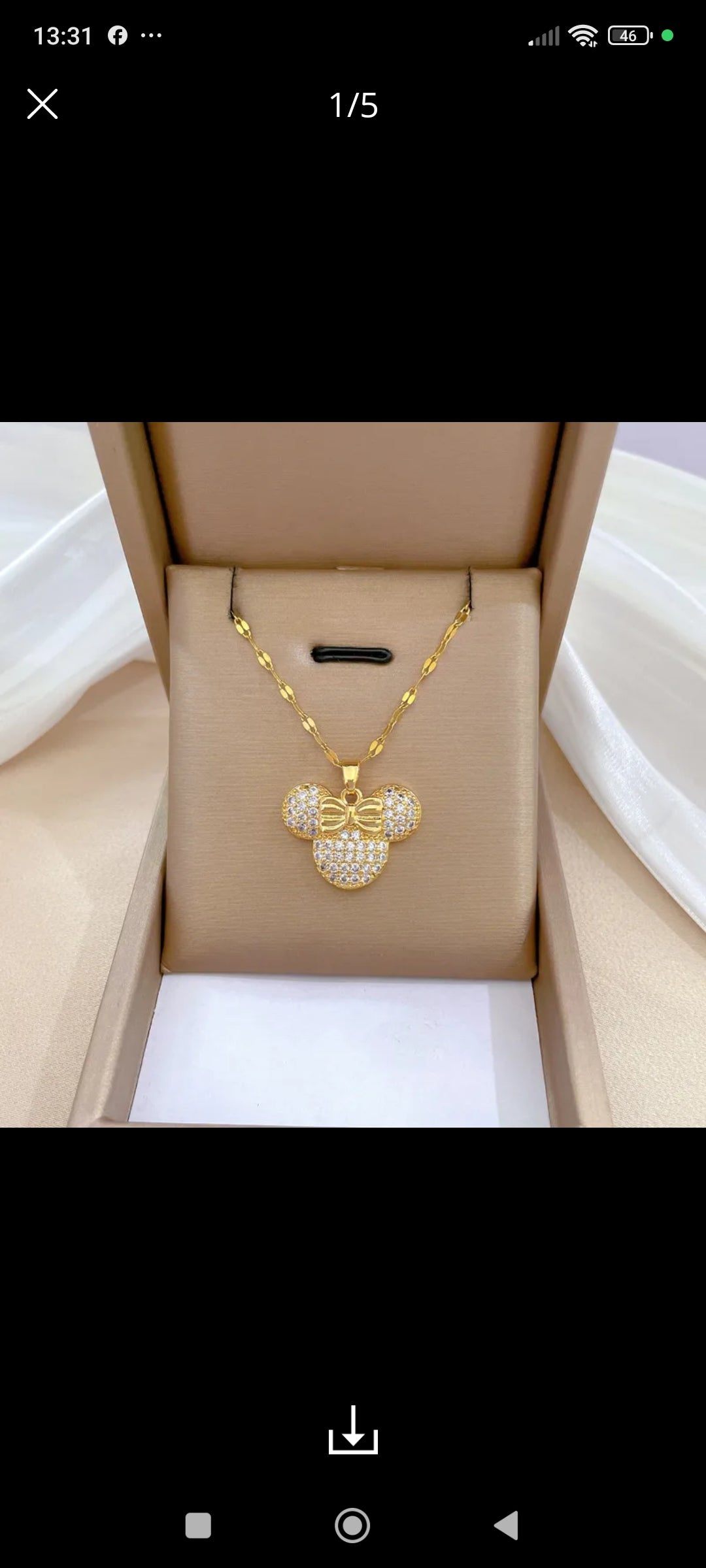 Collier mickey strass et or (Acier)