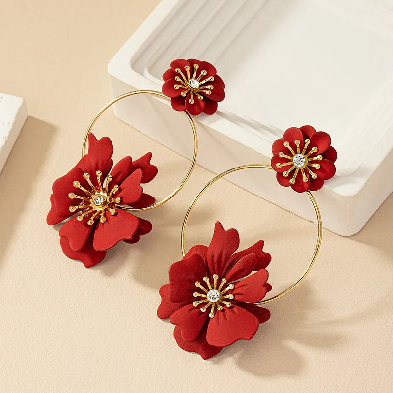 Pendiente Flor Roja (Fantasía)