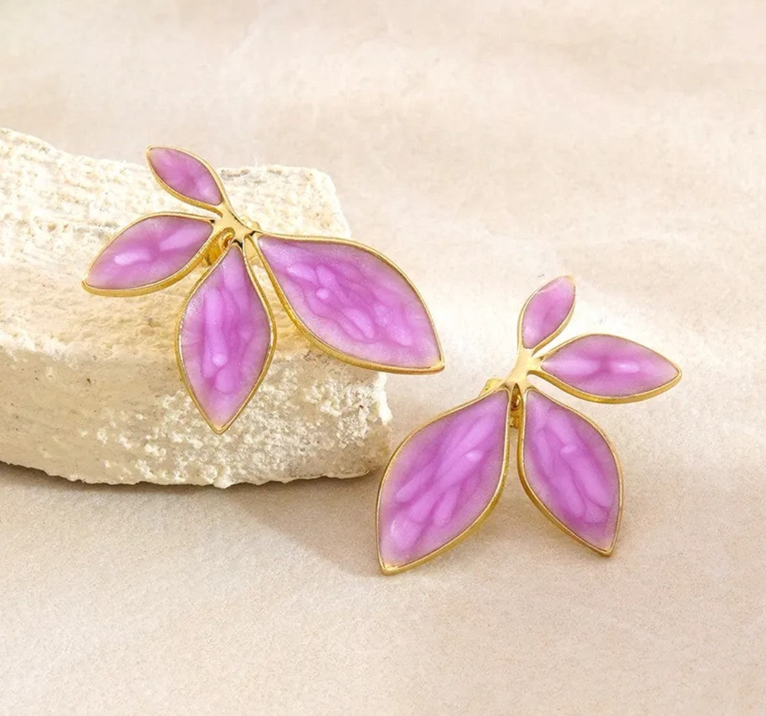 Boucles Livia Fleur Dorée (Acier inoxydable) - Elégantes & Colorées