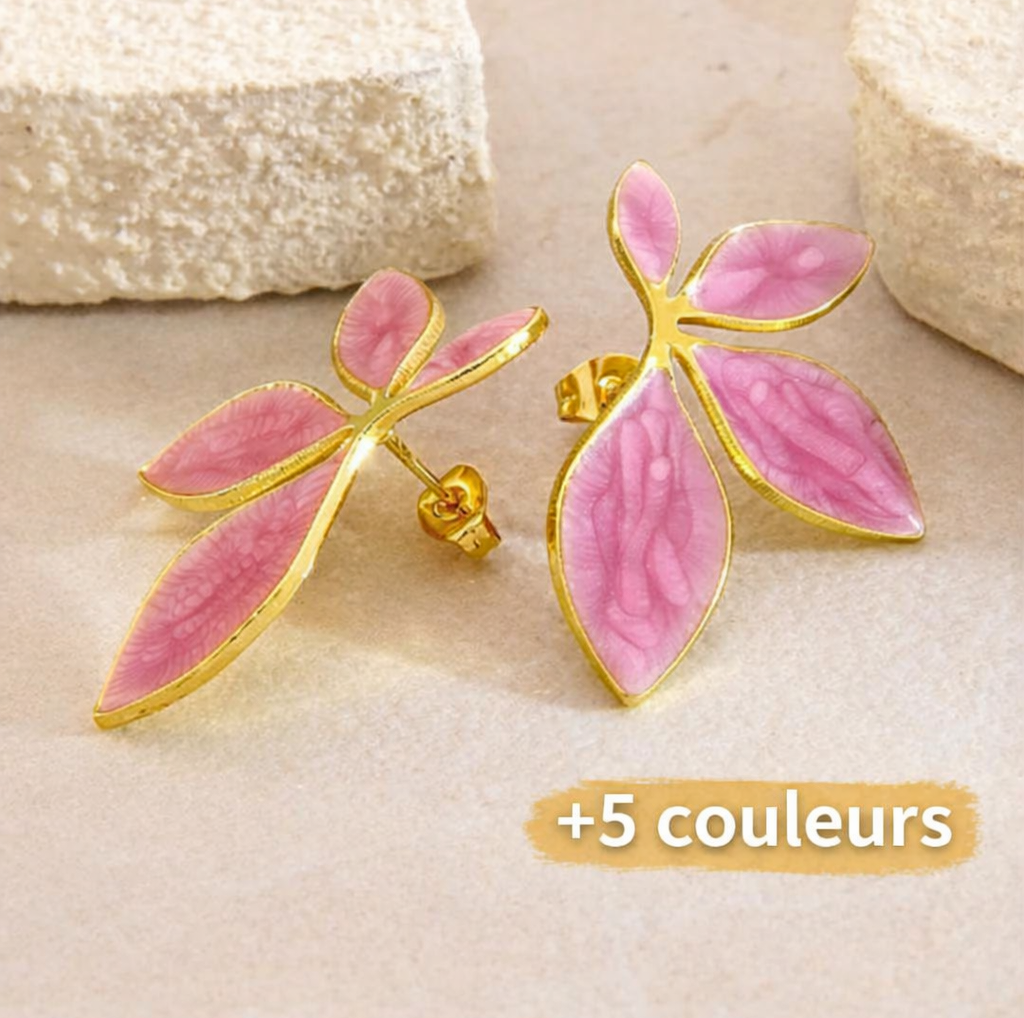 Boucles Livia Fleur Dorée (Acier inoxydable) - Elégantes & Colorées