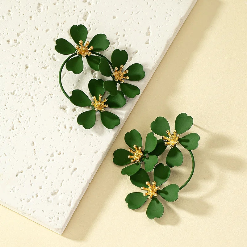 Boucle d'oreille fleurs verte BO0125 (Fantaisie)