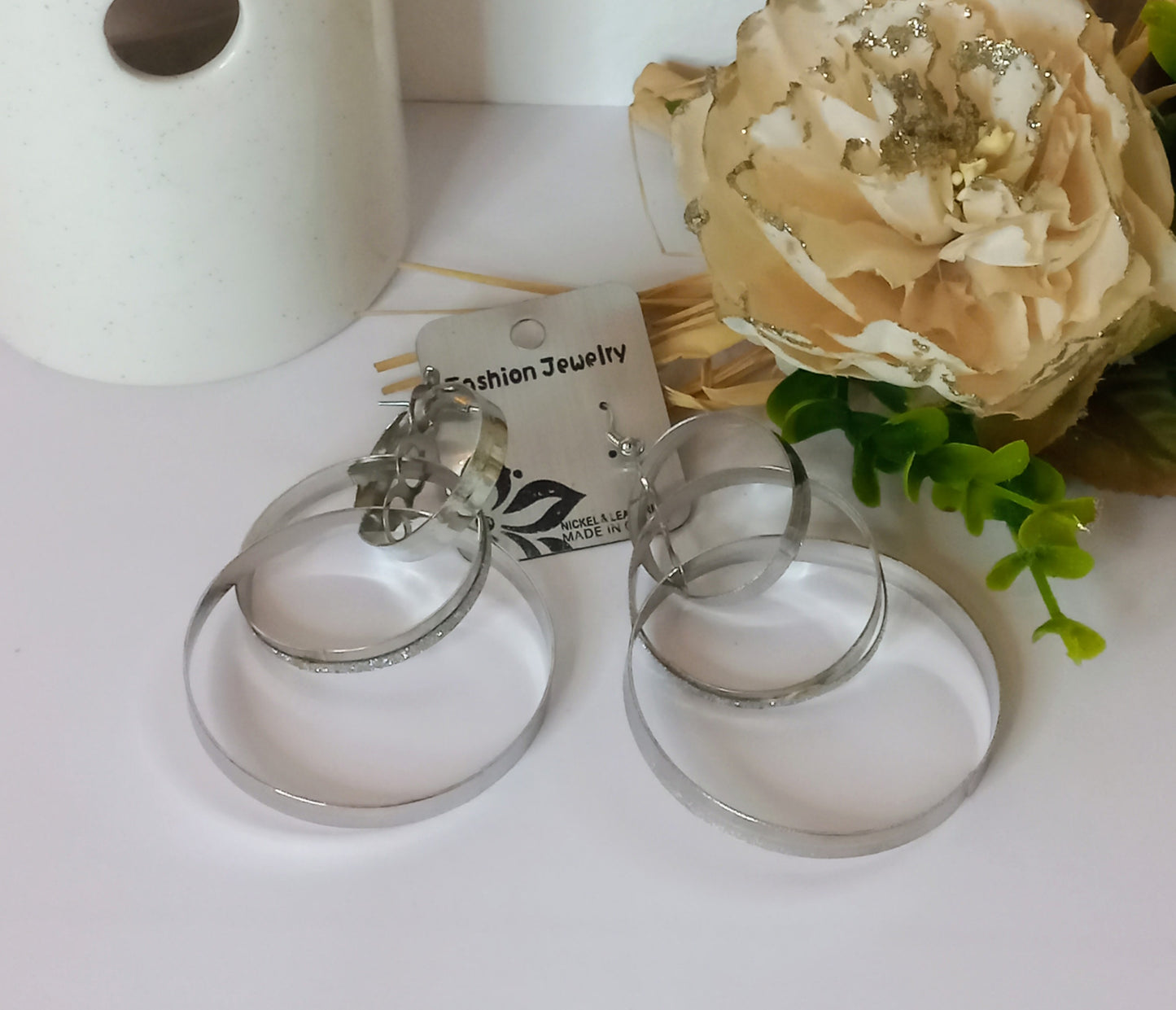Boucle D'oreille triple rond (Fantaisie) BO18824