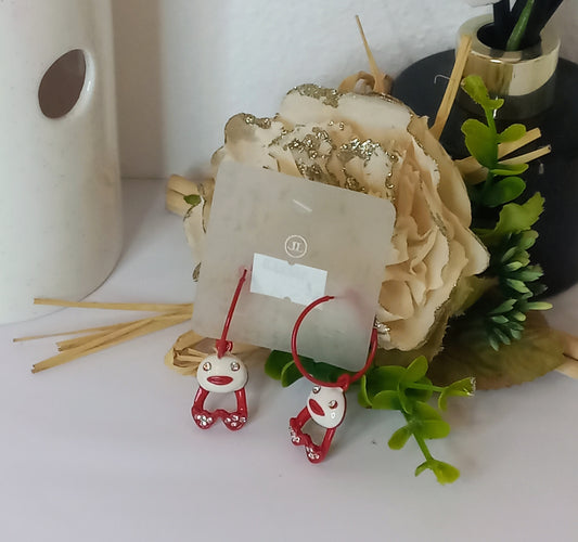 Boucle d'oreille dormeuse rouge (Fantaisie) BO21624