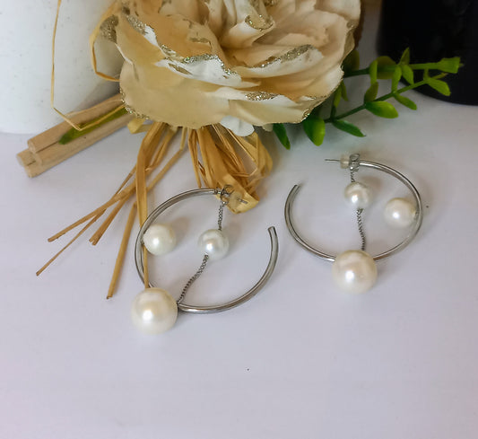 Boucle D'oreille Argent boule Blanc (Fantaisie) BO18724