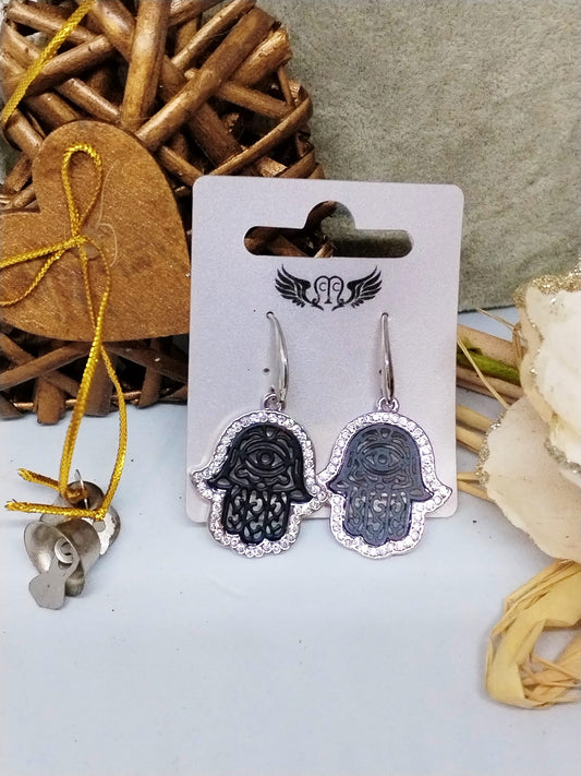 Boucle d'oreille main noir (Fantaisie) BO2125