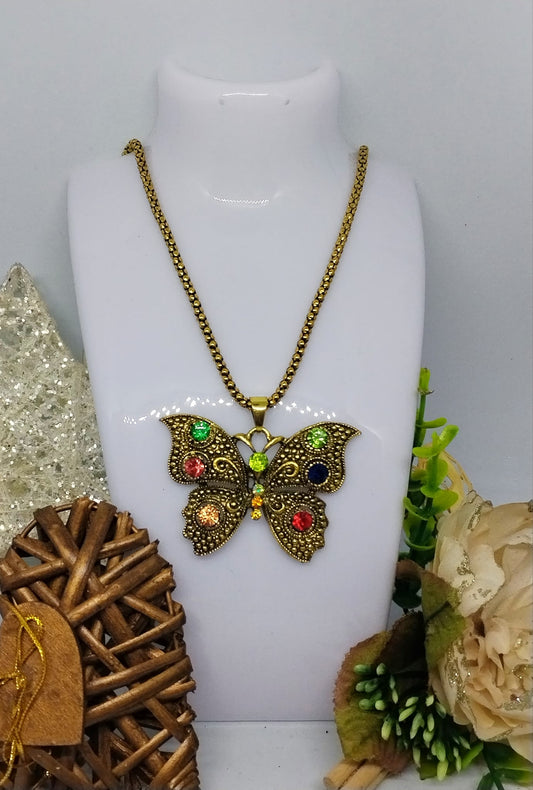 Sautoir Papillon coloris des pierre aléatoire (Fantaisie) C2625