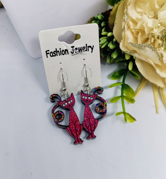 Boucle d'oreille cat rose (Fantaisie) BO13524