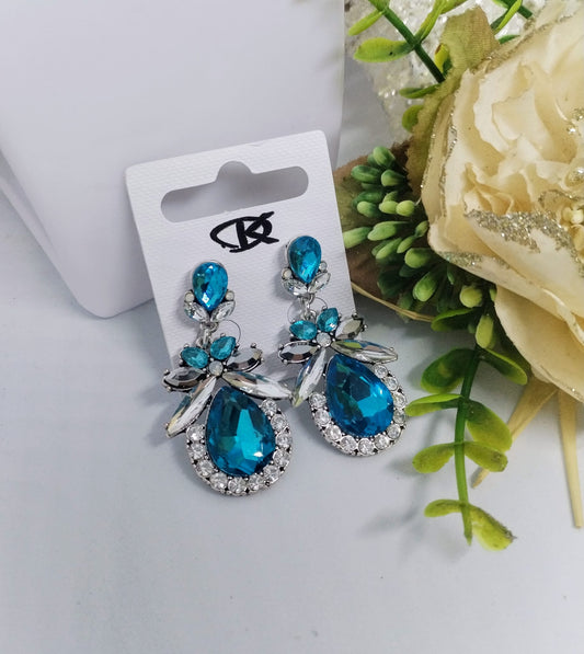 Boucle d'oreille pierre bleu (Fantaisie) BO12224