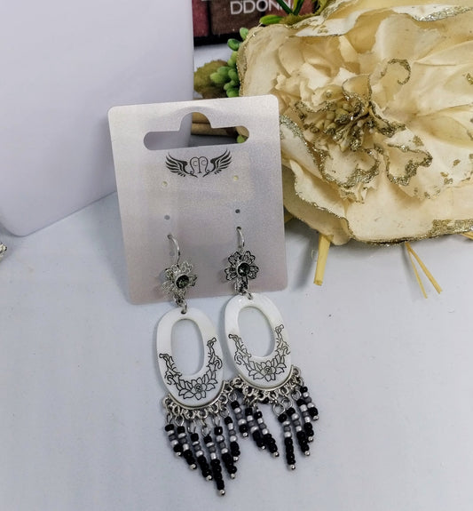 Boucle d'oreille noir fermoir dormeuse (Fantaisie) BO10524