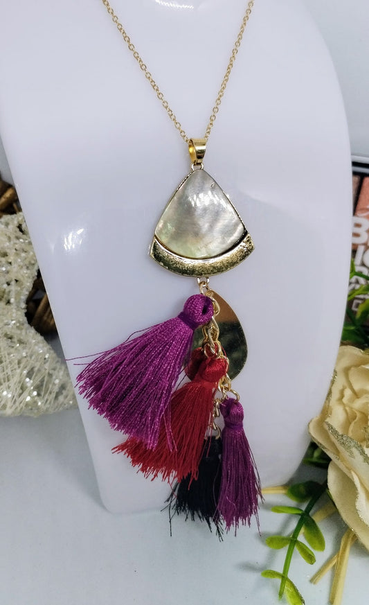 Sautoir pompon coloré (Fantaisie) C3125