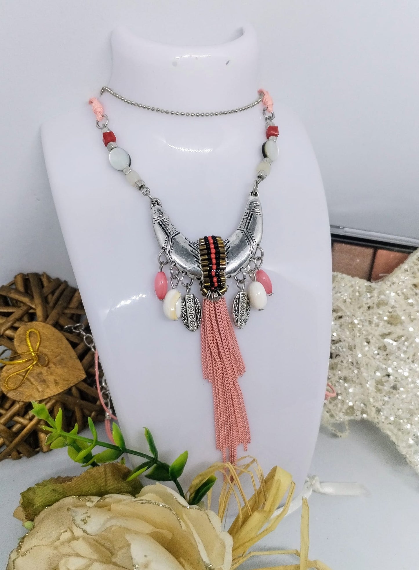 Sautoir rose (Fantaisie) C2725