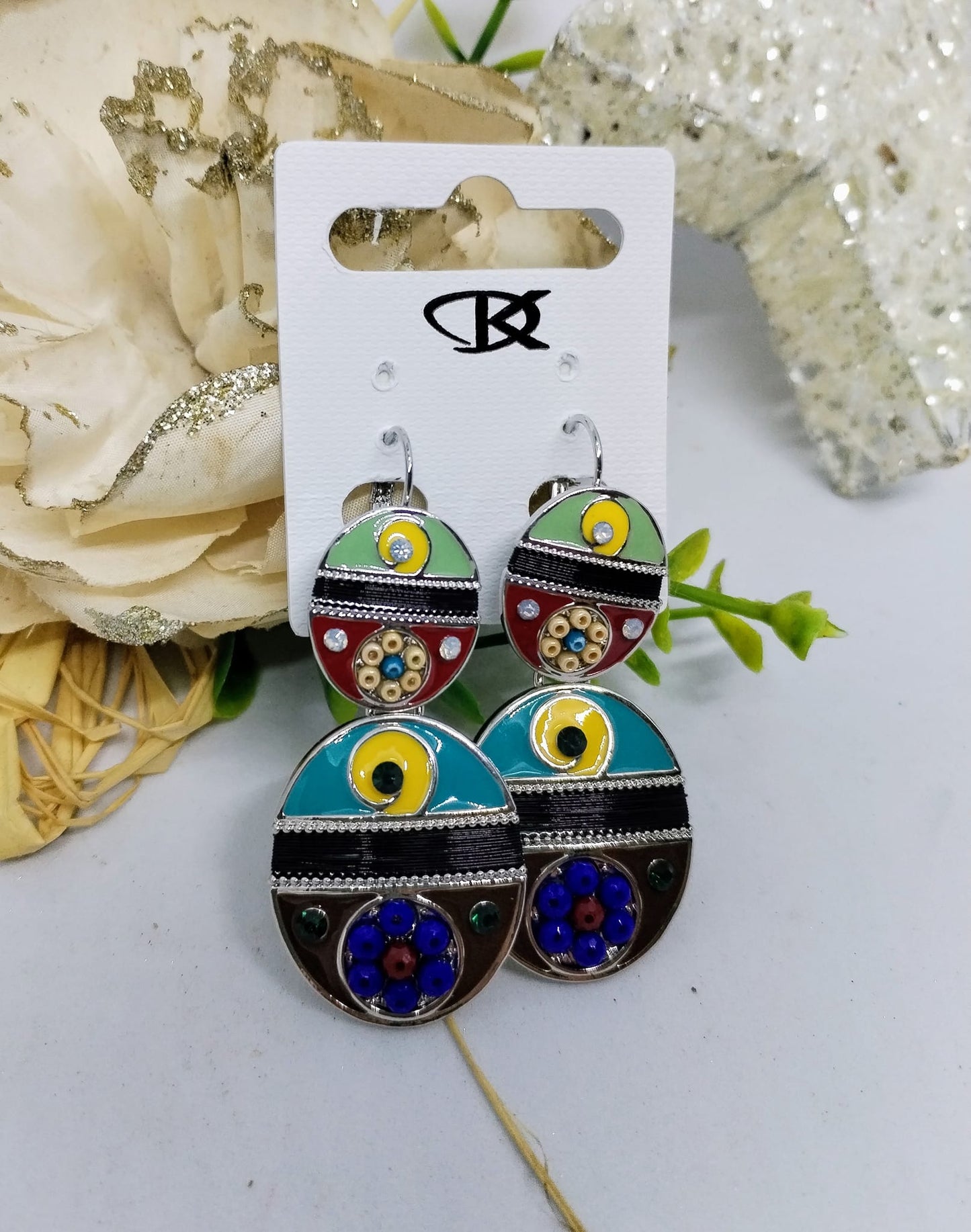 Boucle d'oreille fermoir dormeuse coloré (Fantaisie) BO13124