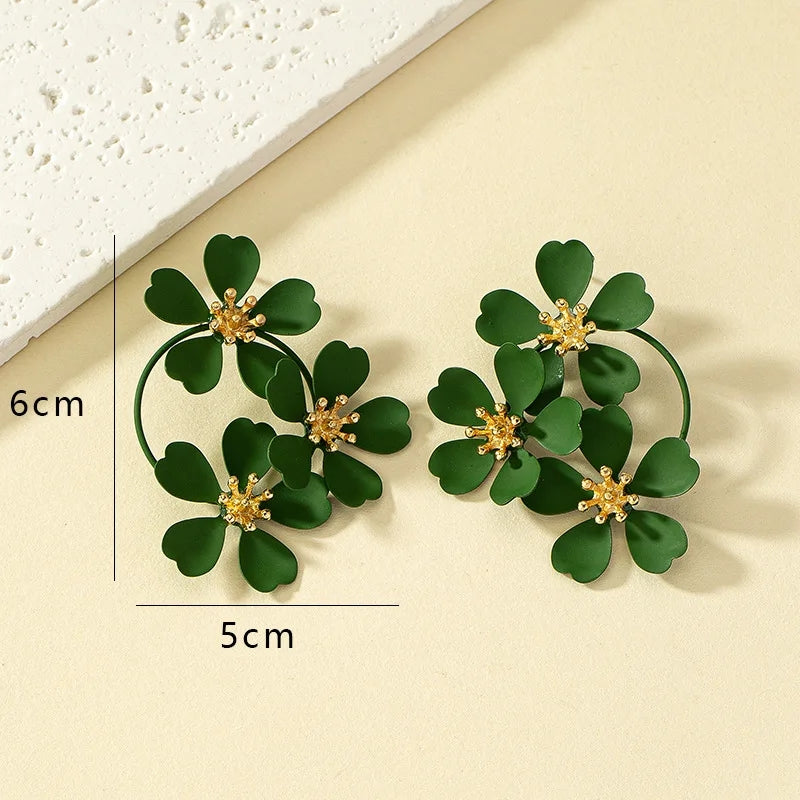 Boucle d'oreille fleurs verte BO0125 (Fantaisie)