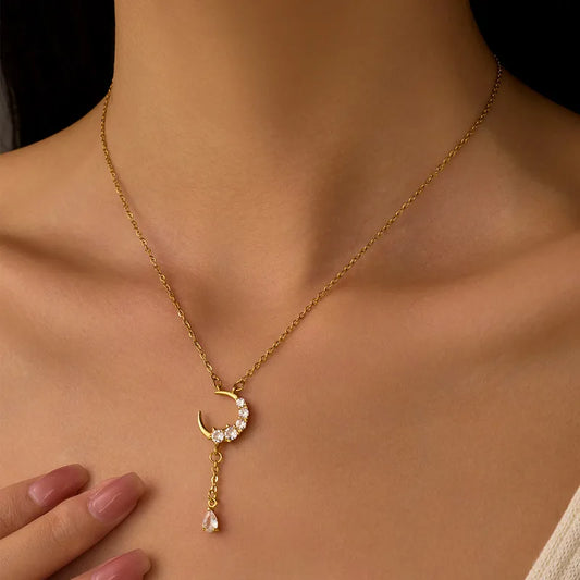 Collier pierre or (Acier)