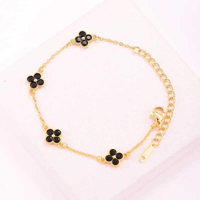 Bracelet Trèfle noir (Acier)