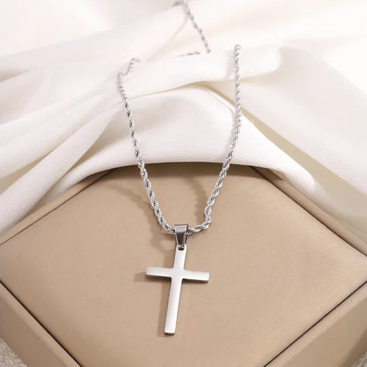 Collier croix (Acier pour hommes)