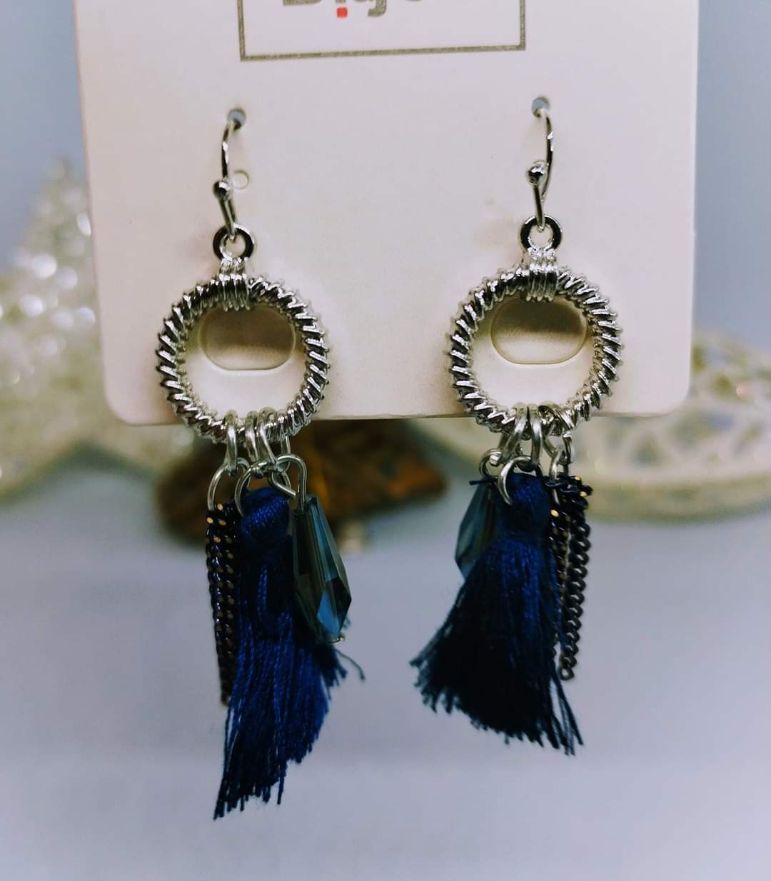 Boucle d'oreille frange bleu (fantaisie) BO20124