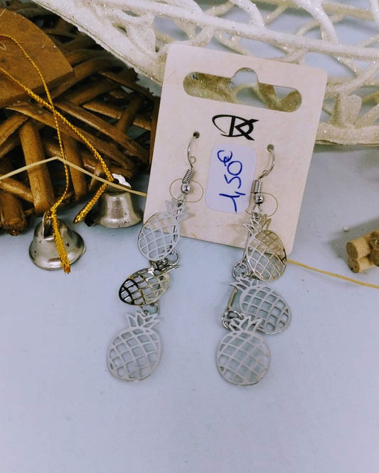 Boucle d'oreille ananas argent (fantaisie) BO1524