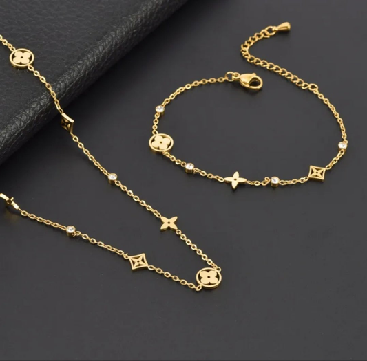 Parure collier et bracelet or Inspi