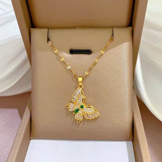 Collier Papillon or (Acier)