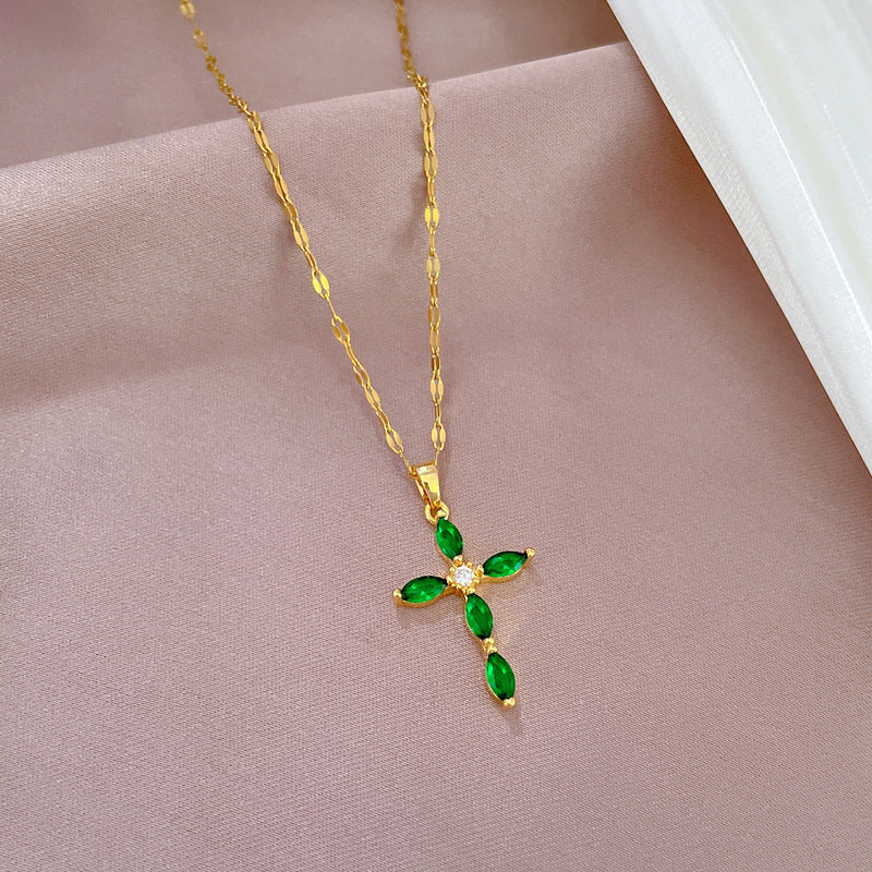 Collier croix incruster (Acier) CA19