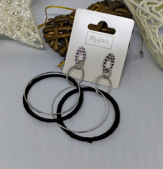 Boucle d'oreille rond noir (Fantaisie) BO19724