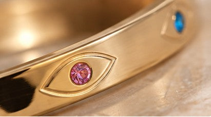 Bracelet Jonc Œil Multicolore – Acier inoxydable doré