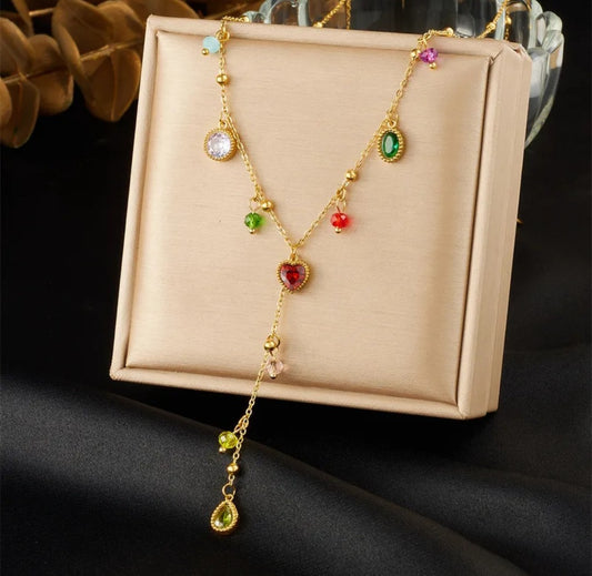 Collier Selena Élégance – Acier inoxydable & pierres colorées
