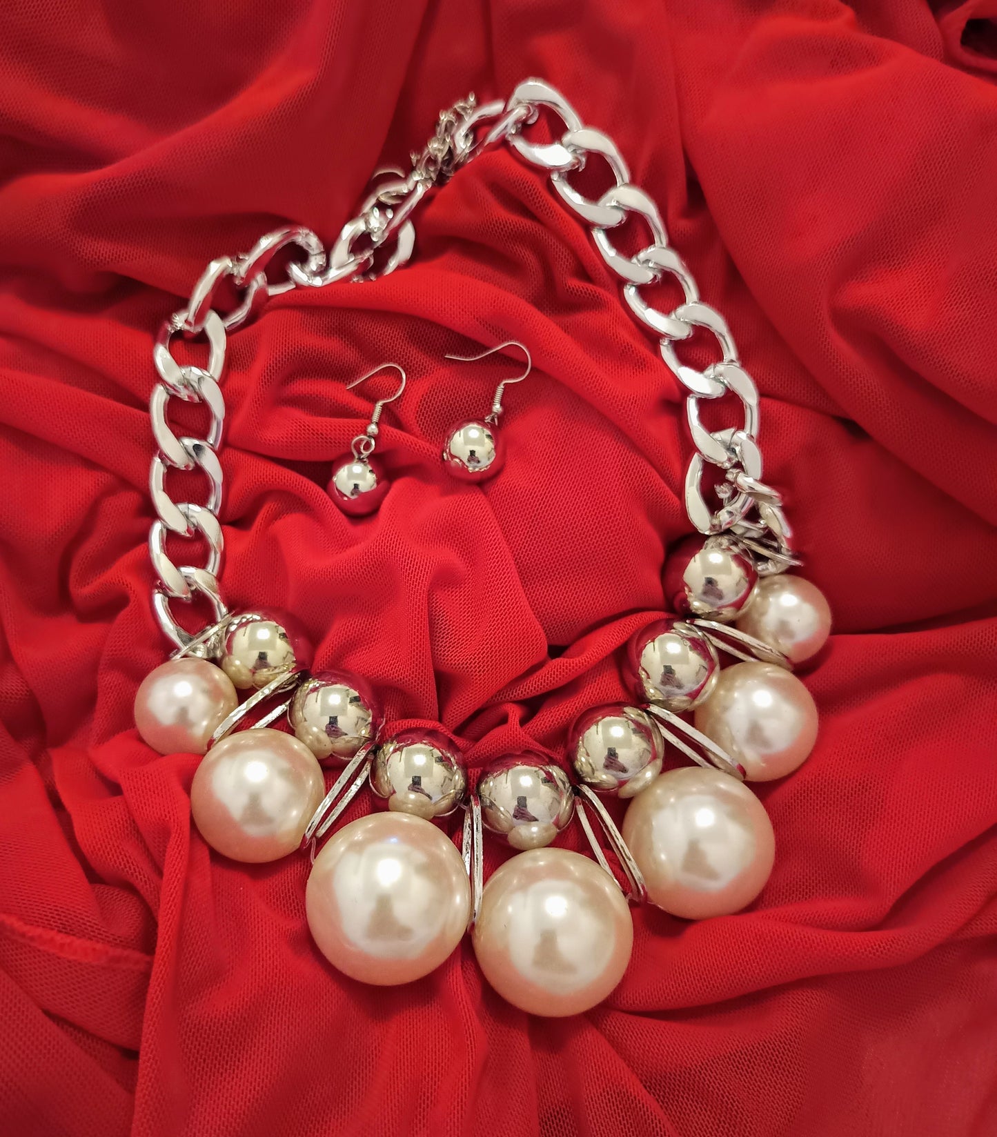 Parure collier/boucle argent (Fantaisie)